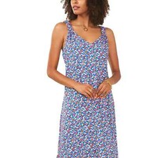 Vince Camuto Women's Summer Heat Cobalt Floral Slit Sleeveless Dress Size M