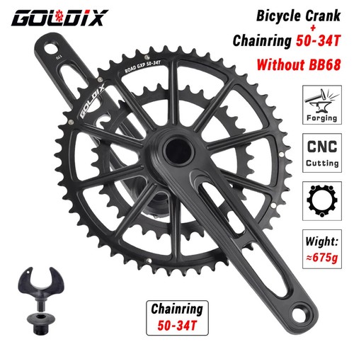 165/170/172.5/175mm Road Bike Crankset 50-34/52-36/53-39T Double Chainring Crank - Picture 24 of 29