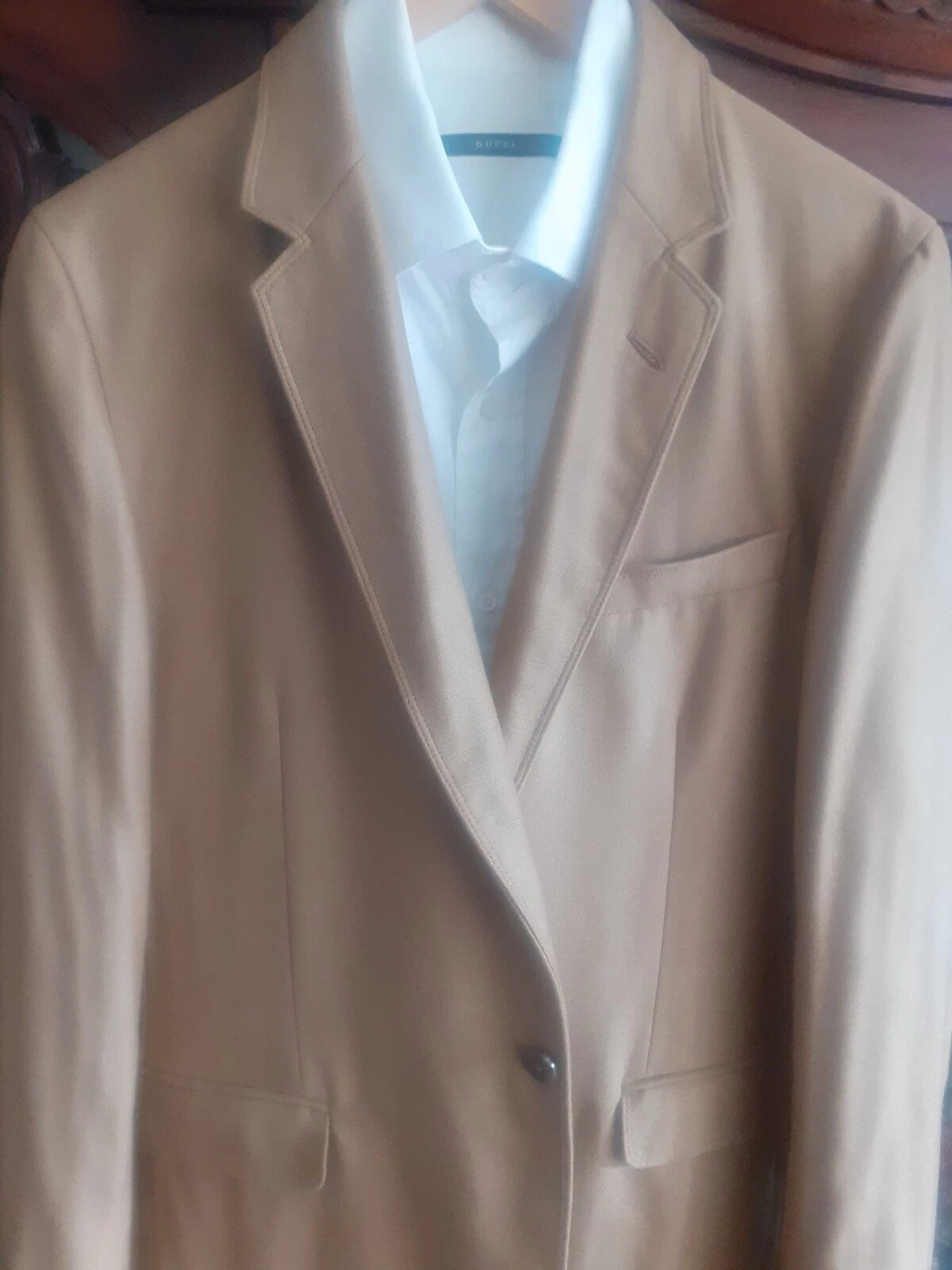 Giacca blazer di lusso uomo GUCCI sabbia beige 100% puro cashmere $2 5k GUCCI US42 IT52 L