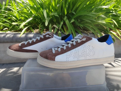 P448 S22 John Burned (Brown & Blue) Sneaker Leather, Men's, Made in Italy EU44