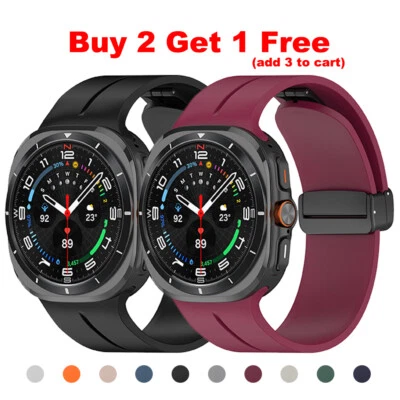 Magnetic Silicone For Samsung Galaxy Watch 7Ultra/Ultra 2 47mm Strap Sports Band