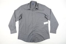 CLUB ROOM GRAY LARGE 16-16.5 REGULAR FIT BUTTON FRONT SHIRT MENS NWT NEW