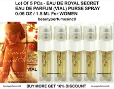 Lot Of 5 PCs - Eau De Royal Secret 0.05 oz / 1.5 ml PARFUM Spray, for Women New