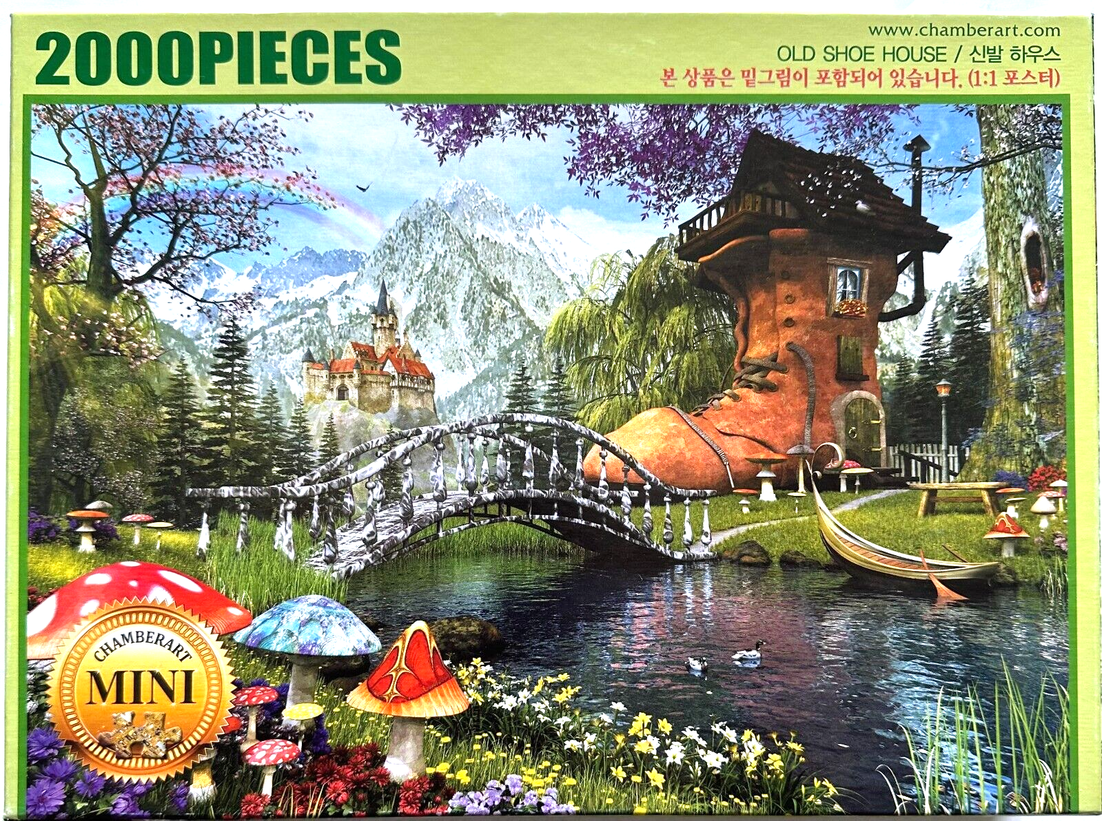 Whimsical Mushrooms Mountain Rainbow Bridge 2000-Piece Puzzle by Old Shoe House