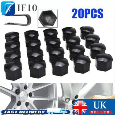 20-Pack 19mm Black Gloss Wheel Nut Bolt Covers – Universal Dustproof Lug Nut Caps