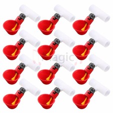 12pcs Automatic Chicken Drinker Cups Plastic Poultry Waterer w/ 1/2" tee