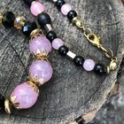 Timeless VTG Estate Pink, Black & Gold Beaded Necklace & 2 Bracelets Jewelry Set — photo 5