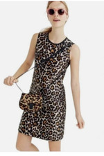 J.Crew Leopard Print Dress Size 2 Sleeveless Shift Black Label