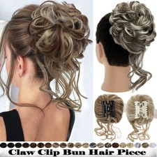 100 Natural Curly Messy Bun Hair Piece Scrunchies Updo Claw Clip In Extensions