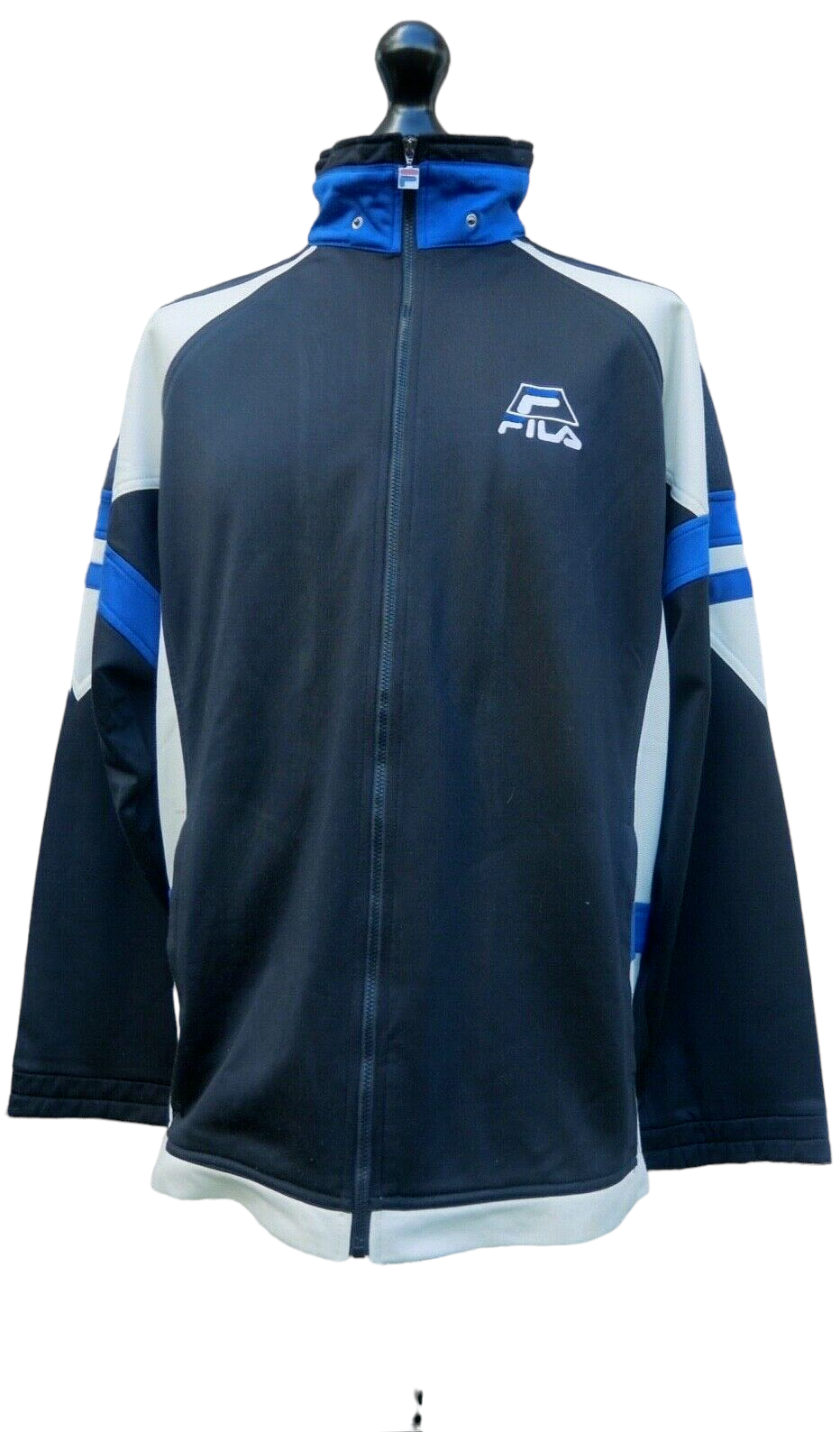 FILA Giacca oversize anni 90 nero blu bianco L