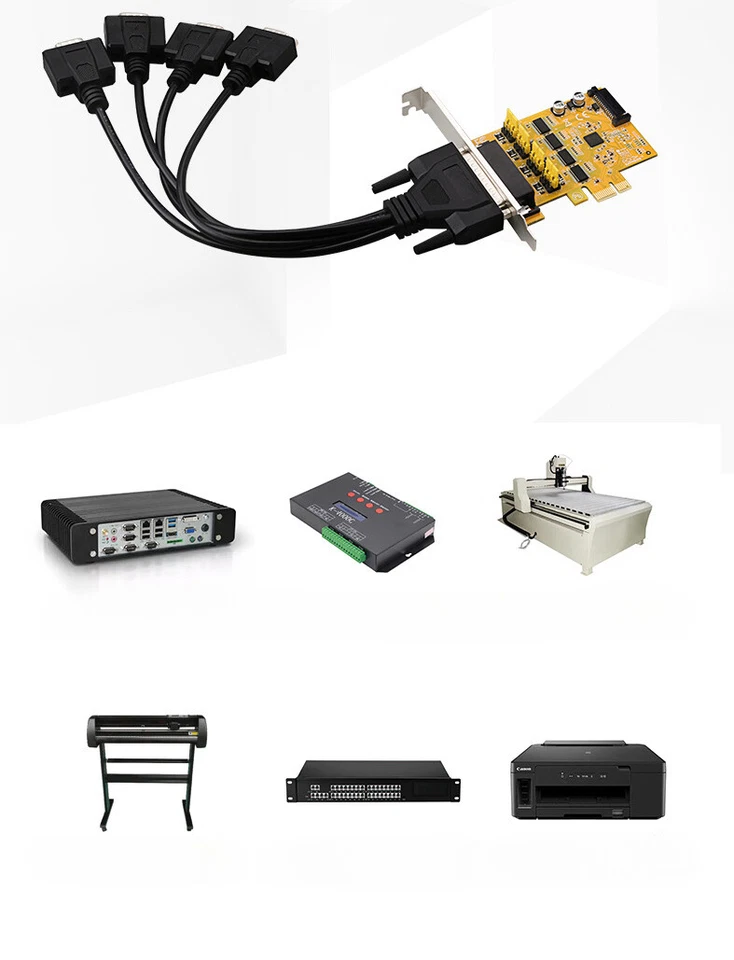 PCIE4 Serial Port Card SATA Power Supply 4 RS232 DB 9Pin Adapter Extension Cable - Image 3 of 4