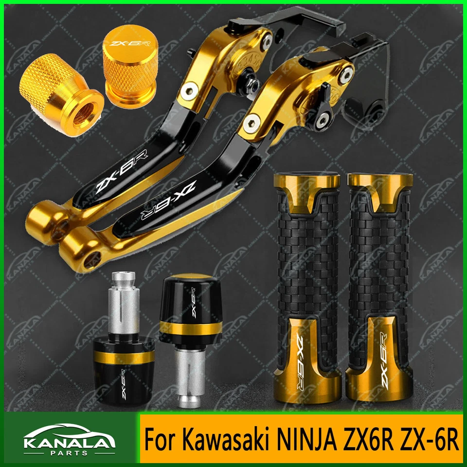 4PCS Handle Grips Cap Brake Clutch Levers Set New For Kawasaki NINJA ZX6R ZX-6R Foto 3 de 4