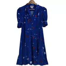 Vintage California Looks Dress Women's 12P Collared Elastic Waist