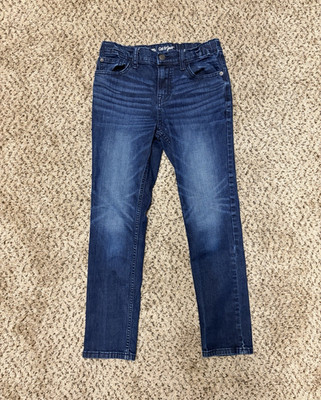 Cat & Jack Boys Jeans Size 12 Blue Dark Wash Skinny Slim Fit Denim Pockets