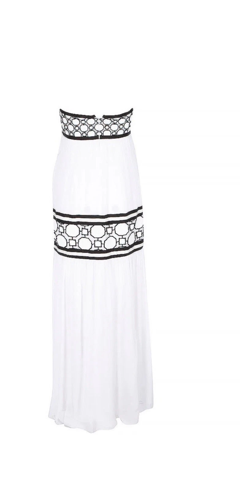 Abito Tory Burch Christie donna 4 bianco geometrico S nuovo con etichetta senza spalline passerella