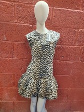 RRP £366 Ganni Leopard Printed Cotton Corset Mini Dress Size S