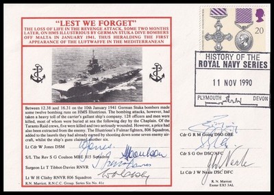 Damit wir den Racheangriff auf die HMS Illustrious Marriott Navy Cover nicht vergessen signiert x7