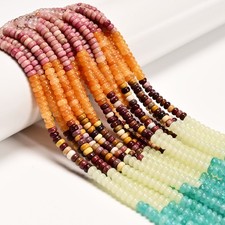 15 Multi-color Gemstone Smooth Rondelle Beads Size 2x4mm 15.5" Strand