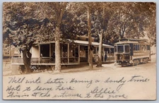 K40/ Asbury Grove Massachusetts RPPC  Postcard c1910 Trolley Cafe Depot 202