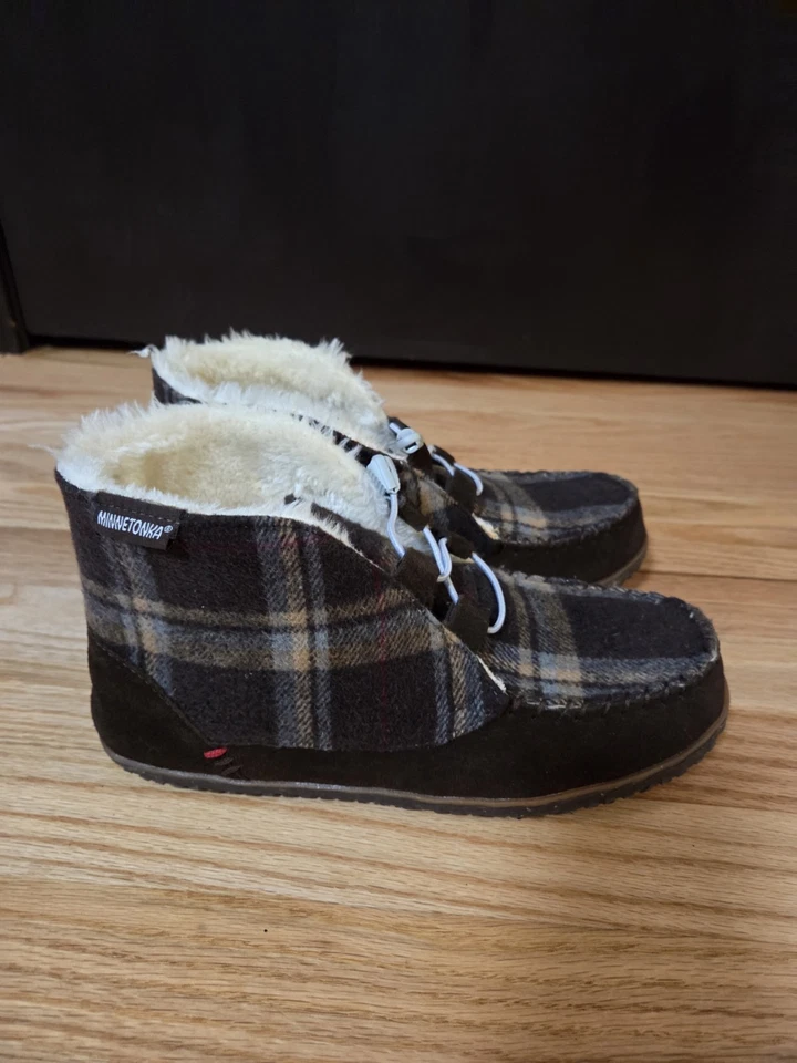 BOTINES MINNETONKA TORREY MUJER TALLA 10 M MARRÓN CUERO/TELA Foto 3 de 4