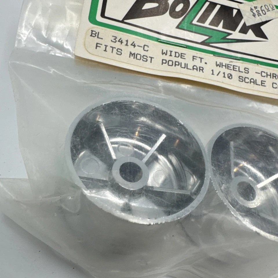 Vintage Bolink Chrome Wide Front Wheels Fits Most 1/10 Scale Cars 3414-C - Image 3 of 4