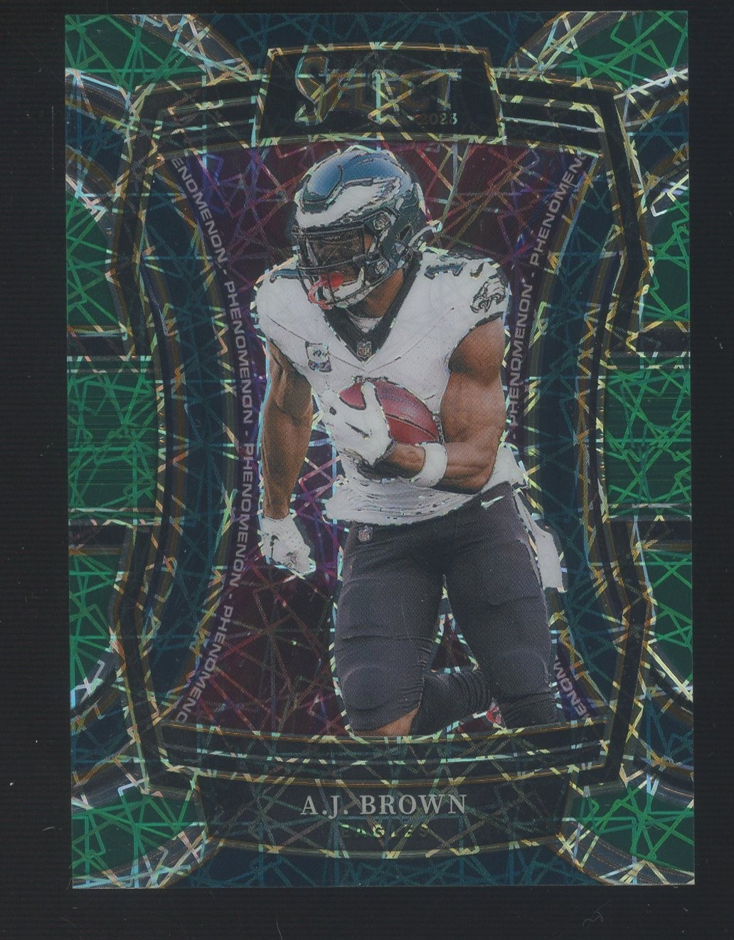 2023 Panini Select Phenomenon Green Prizm AJ Brown Philadelphia Eagles 3/5