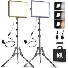 2-Pack Photography Lighting Kit, 25W LED Video Light Kit, 2900-7000K Dimmable...