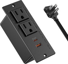 Recessed Power Strip USB C PD 30W Fast Charging,Flush USB-C Ports, Black