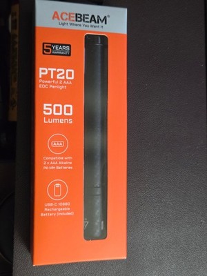 Acebeam PT20 500 Lumen Penlight Flashlight Carbon Fiber Finish