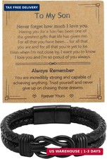 To My Son Bracelet, Leather Braided Bracelet from Mom Dad Love Jewelry