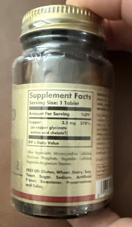 Solgar Cobre Quelado 100 Comprimidos Exp 3/28 Foto 2 de 4