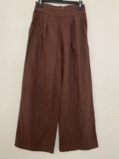 Abercrombie Fitch Linen Cotton Wide-Leg Pleat High Waist Pant Women's Size XS