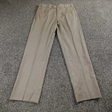 Zanella Pants Mens 32X31 Beige Wool Chino Trouser Dress Slacks Flat Front Italy
