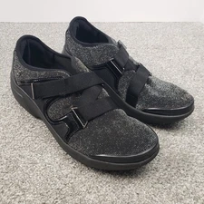 Bzees Offbeat Women's Size 9M Black Silver Sparkle Slip On Shoes Comfort Shimmer