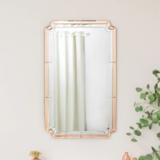 Rectangle Pink Glass Art Deco Wall Mirror 60cm x 100cm coloured glass vintage