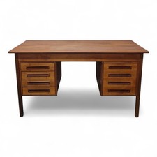Mid Century Teak Kneehole Desk Retro 8 Drawer Office Writing Desk Vintage