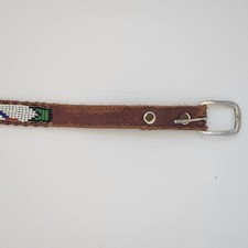 Hand beaded leather belt, Native style