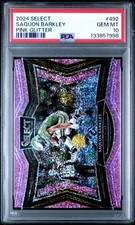 2024 PANINI SELECT PINK GLITTER #492 SAQUON BARKLEY 3/15 PSA 10