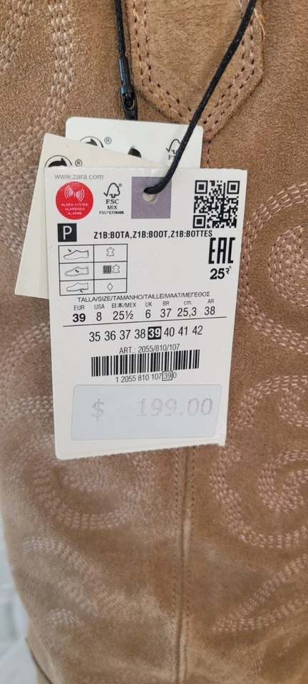 NUEVAS BOTAS ALTAS DE GAMUZA GENUINAS ZARA talla 39 Foto 3 de 4