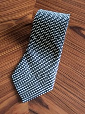 Vintage Sette & Bello Handmade 100% Silk Navy & Cream Pattern Necktie