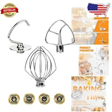 Durable Mixer Attachments for KitchenAid K45 Series - Dough Hook, Whip, Beater