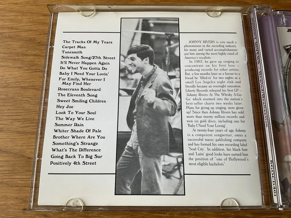 Johnny Rivers CD Rewind & Realization BGOCD401 BGO Records 2 Albums On One CD Foto 4 de 4