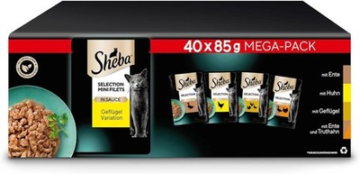 Sheba Cat Wet Food Selection in Gravy Poultry Variation 1 +, 40 Bag (40 x 3oz)