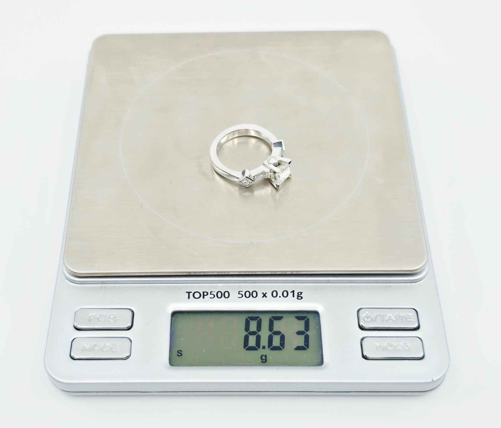 Beautiful Solid Platinum Princess Cut Diamond Eng… - image 19