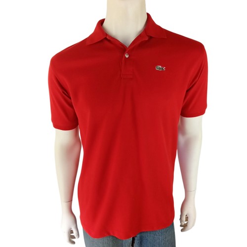 LACOSTE mens size L shirt red polo embroidered La Chemise crocodile