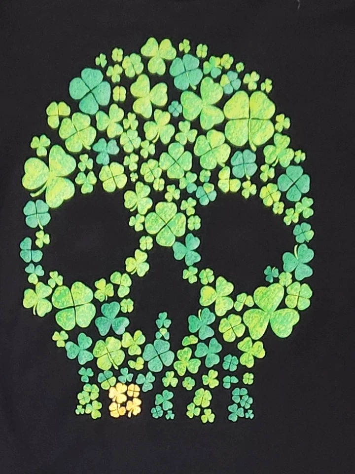 Boys Black Clover Skull Gold Tooth Saint Patty's St. Patrick's Day T-Shirt Med - Image 2 of 2