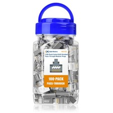 100-Pack Cat 6A Shielded Pass Through RJ45 Connectors, 50  Gold Plated, Max. ...