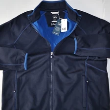 Cutter & Buck Discovery Windblock Full Zip Jacket Weathertec Navy Blue New