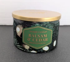 Yankee Candle "Balsam & Cedar" Scent 18 oz 3 Wick w/metal Lid Candle
