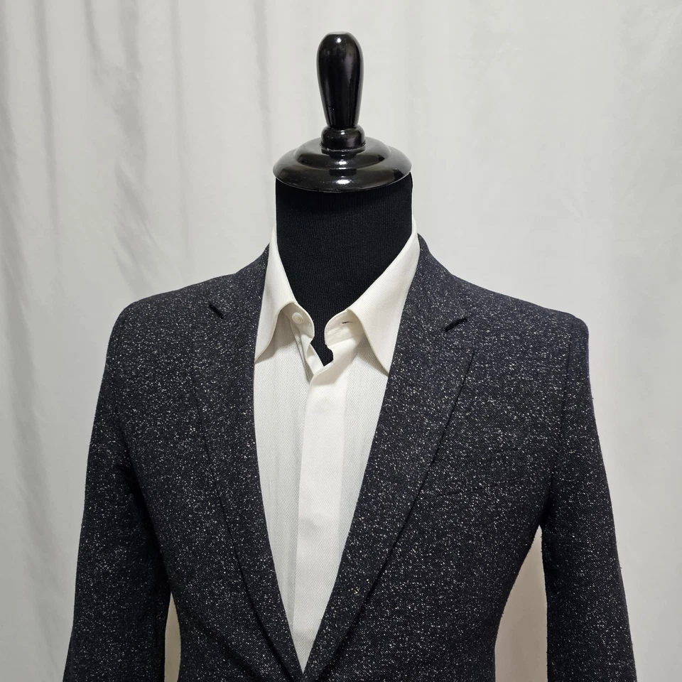 Blazer masculino Armani Exchange tweed 38R manchado salpicado casual lã mistura de seda - Imagem 2 de 4